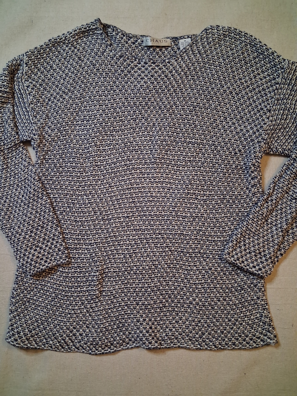 Chaus Black & White Marled Crewneck Sweater